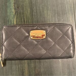 Black Quilted Leather Michael Kors Women’s Long Wallet